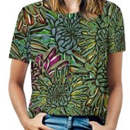 AILLOSA YH-47 Tamamı Baskılı Kısa Kollu Yuvarlak Yaka Kadın T-shirt