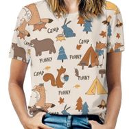 AILLOSA YH-470 Tamamı Baskılı Kısa Kollu Yuvarlak Yaka Kadın T-shirt