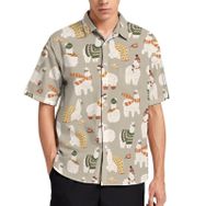 AILLOSA YH-473 Aloha Hawaii 3D Desen Kısa Kollu Erkek Gömlek