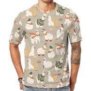 AILLOSA YH-473 Baskılı Desenli Kısa Kollu Unisex T-shirt