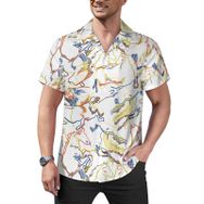 AILLOSA YH-475 Aloha Hawaii Çiçek Baskılı 3D Desen Kısa Kollu Erkek Gömlek