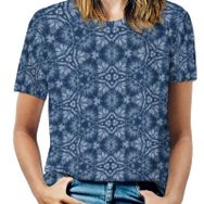 AILLOSA YH-476 Tamamı Baskılı Kısa Kollu Yuvarlak Yaka Kadın T-shirt