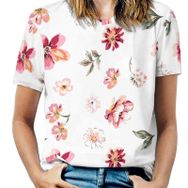 AILLOSA YH-477 Tamamı Baskılı Kısa Kollu Yuvarlak Yaka Kadın T-shirt