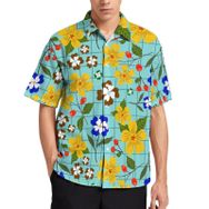 AILLOSA YH-478 Aloha Hawaii 3D Desen Kısa Kollu Erkek Gömlek
