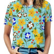 AILLOSA YH-478 Tamamı Baskılı Kısa Kollu Yuvarlak Yaka Kadın T-shirt