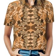 AILLOSA YH-48 Tamamı Baskılı Kısa Kollu Yuvarlak Yaka Kadın T-shirt
