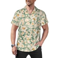 AILLOSA YH-480 Aloha Hawaii Çiçek Baskılı 3D Desen Kısa Kollu Erkek Gömlek