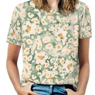 AILLOSA YH-480 Tamamı Baskılı Kısa Kollu Yuvarlak Yaka Kadın T-shirt