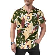 AILLOSA YH-484 Aloha Hawaii Çiçek Baskılı 3D Desen Kısa Kollu Erkek Gömlek