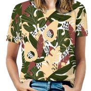 AILLOSA YH-484 Tamamı Baskılı Kısa Kollu Yuvarlak Yaka Kadın T-shirt