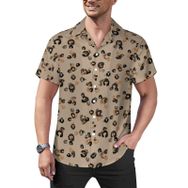 AILLOSA YH-486 Aloha Hawaii Çiçek Baskılı 3D Desen Kısa Kollu Erkek Gömlek