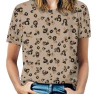 AILLOSA YH-486 Tamamı Baskılı Kısa Kollu Yuvarlak Yaka Kadın T-shirt