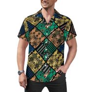 AILLOSA YH-487 Aloha Hawaii Çiçek Baskılı 3D Desen Kısa Kollu Erkek Gömlek