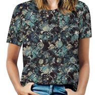 AILLOSA YH-488 Tamamı Baskılı Kısa Kollu Yuvarlak Yaka Kadın T-shirt