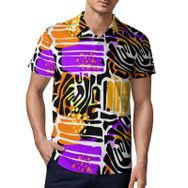 AILLOSA YH-489 3D Baskılı Desen Kısa Kollu Polo Yaka Erkek T-shirt