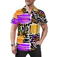 AILLOSA YH-489 Aloha Hawaii Çiçek Baskılı 3D Desen Kısa Kollu Erkek Gömlek