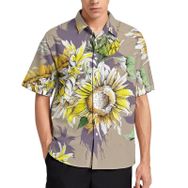 AILLOSA YH-49 Aloha Hawaii 3D Desen Kısa Kollu Erkek Gömlek