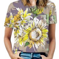 AILLOSA YH-49 Tamamı Baskılı Kısa Kollu Yuvarlak Yaka Kadın T-shirt