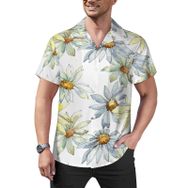 AILLOSA YH-490 Aloha Hawaii Çiçek Baskılı 3D Desen Kısa Kollu Erkek Gömlek
