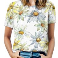 AILLOSA YH-490 Tamamı Baskılı Kısa Kollu Yuvarlak Yaka Kadın T-shirt