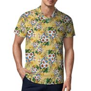 AILLOSA YH-491 3D Baskılı Desen Kısa Kollu Polo Yaka Erkek T-shirt