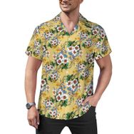 AILLOSA YH-491 Aloha Hawaii Çiçek Baskılı 3D Desen Kısa Kollu Erkek Gömlek