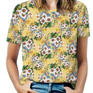 AILLOSA YH-491 Tamamı Baskılı Kısa Kollu Yuvarlak Yaka Kadın T-shirt