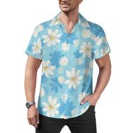 AILLOSA YH-492 Aloha Hawaii Çiçek Baskılı 3D Desen Kısa Kollu Erkek Gömlek