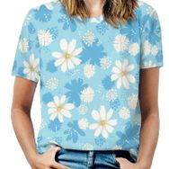 AILLOSA YH-492 Tamamı Baskılı Kısa Kollu Yuvarlak Yaka Kadın T-shirt