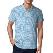 AILLOSA YH-493 3D Baskılı Desen Kısa Kollu Polo Yaka Erkek T-shirt