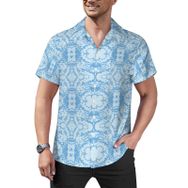 AILLOSA YH-493 Aloha Hawaii Çiçek Baskılı 3D Desen Kısa Kollu Erkek Gömlek