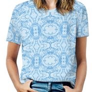 AILLOSA YH-493 Tamamı Baskılı Kısa Kollu Yuvarlak Yaka Kadın T-shirt