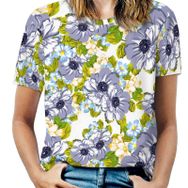 AILLOSA YH-494 Tamamı Baskılı Kısa Kollu Yuvarlak Yaka Kadın T-shirt