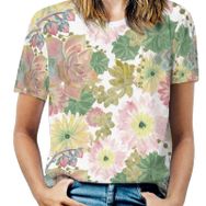AILLOSA YH-495 Tamamı Baskılı Kısa Kollu Yuvarlak Yaka Kadın T-shirt
