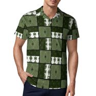 AILLOSA YH-496 3D Baskılı Desen Kısa Kollu Polo Yaka Erkek T-shirt