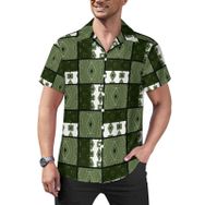 AILLOSA YH-496 Aloha Hawaii Çiçek Baskılı 3D Desen Kısa Kollu Erkek Gömlek
