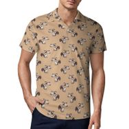 AILLOSA YH-497 3D Baskılı Desen Kısa Kollu Polo Yaka Erkek T-shirt