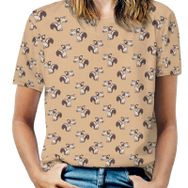 AILLOSA YH-497 Tamamı Baskılı Kısa Kollu Yuvarlak Yaka Kadın T-shirt