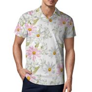 AILLOSA YH-498 3D Baskılı Desen Kısa Kollu Polo Yaka Erkek T-shirt