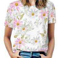 AILLOSA YH-498 Tamamı Baskılı Kısa Kollu Yuvarlak Yaka Kadın T-shirt