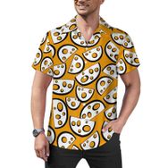 AILLOSA YH-499 Aloha Hawaii Çiçek Baskılı 3D Desen Kısa Kollu Erkek Gömlek