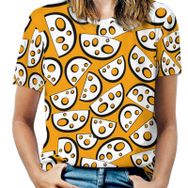 AILLOSA YH-499 Tamamı Baskılı Kısa Kollu Yuvarlak Yaka Kadın T-shirt