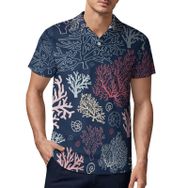 AILLOSA YH-50 3D Baskılı Desen Kısa Kollu Polo Yaka Erkek T-shirt