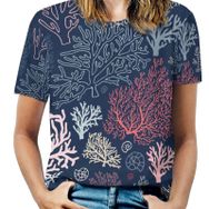 AILLOSA YH-50 Tamamı Baskılı Kısa Kollu Yuvarlak Yaka Kadın T-shirt