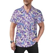AILLOSA YH-500 Aloha Hawaii Çiçek Baskılı 3D Desen Kısa Kollu Erkek Gömlek