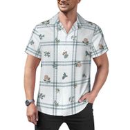 AILLOSA YH-501 Aloha Hawaii Çiçek Baskılı 3D Desen Kısa Kollu Erkek Gömlek
