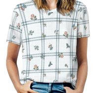 AILLOSA YH-501 Tamamı Baskılı Kısa Kollu Yuvarlak Yaka Kadın T-shirt