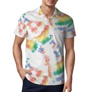 AILLOSA YH-502 3D Baskılı Desen Kısa Kollu Polo Yaka Erkek T-shirt