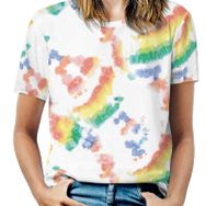 AILLOSA YH-502 Tamamı Baskılı Kısa Kollu Yuvarlak Yaka Kadın T-shirt