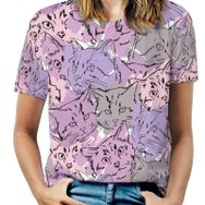 AILLOSA YH-503 Tamamı Baskılı Kısa Kollu Yuvarlak Yaka Kadın T-shirt
